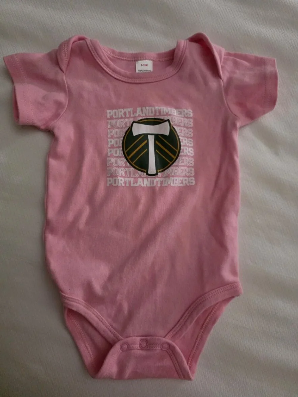 Portland Timbers Baby Onesie Girls size 6-12 Months Pink Snap Closure Soccer